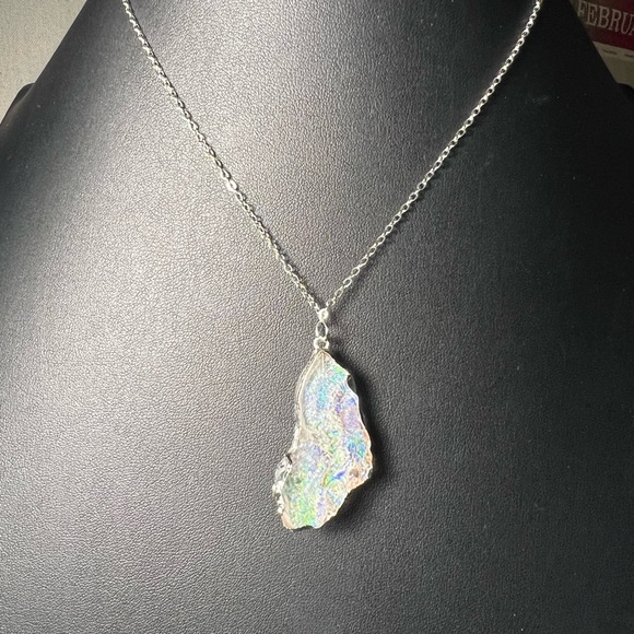 Iridescent Blue Pendant Necklace - Picture 3 of 5